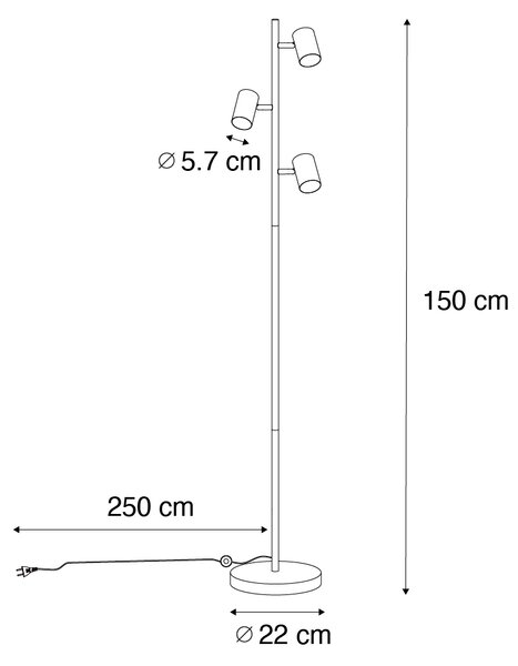 Nowoczesna lampa podłogowa brązowa 3-światłowa - Jeana