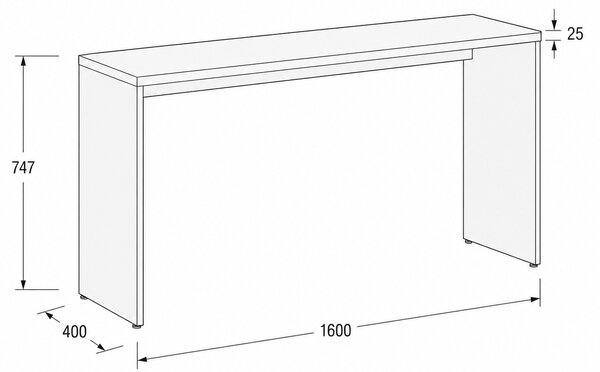 Dostawka FRAME, 160x40 cm, orzech