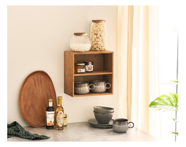 Wielopoziomowa półka z litego drewna dębowego w naturalnym kolorze 18 cm Townsville – House Nordic