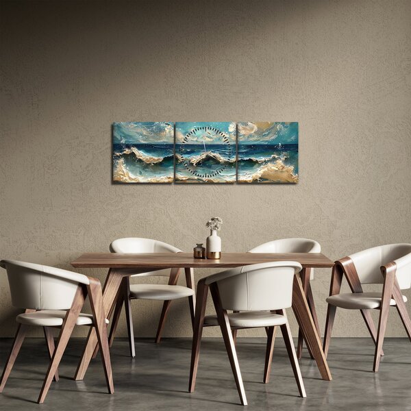 Obraz - Malowanie morza (z zegarem) (90x30 cm)