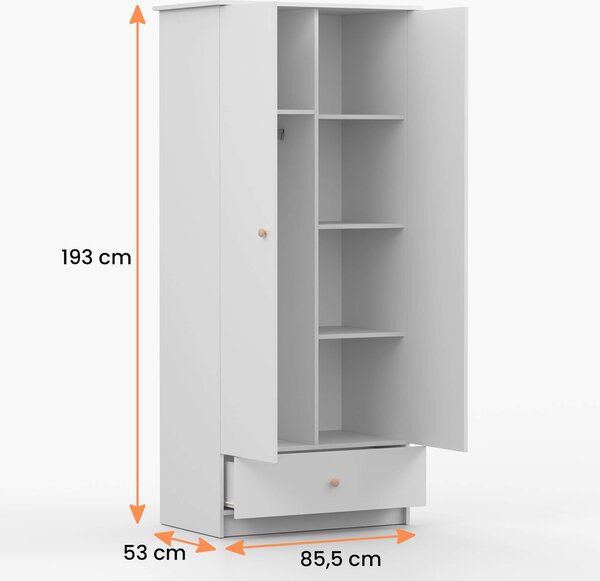 MebleMWM Szafa OLAF 2D1S | Biała