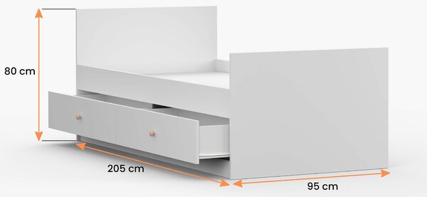 MebleMWM Łóżko OLAF 90x200 | Białe