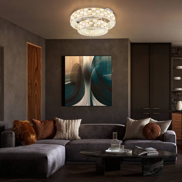 Globo Lampa sufitowa Lidia, możliwość ściemniania, kremowy / amber, salon / jadalnia, szkło