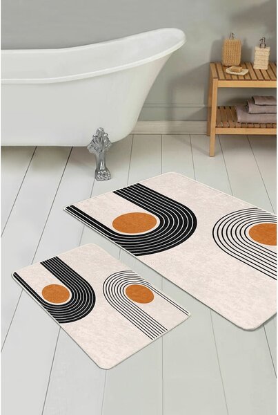 Beżowe aksamitne dywaniki łazienkowe zestaw 2 szt. 60x100 cm Dot Arch – Mila Home