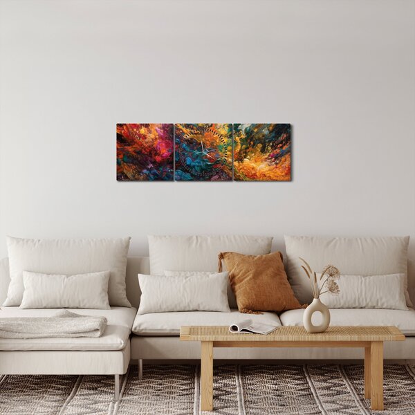 Obraz - Abstrakcja kolorów II. (z zegarem) (90x30 cm)