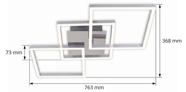 Briloner Lampa sufitowa LED Frame, możliwość ściemniania, aluminiowy / szary / cynkowy, salon / jadalnia, metal, nowoczesny