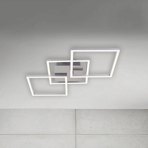 Briloner Lampa sufitowa LED Frame, możliwość ściemniania, aluminiowy / szary / cynkowy, salon / jadalnia, metal, nowoczesny