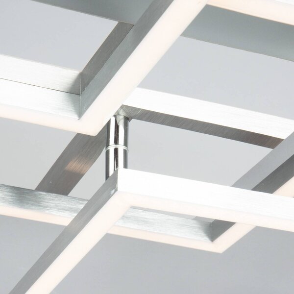 Briloner Lampa sufitowa LED Frame, możliwość ściemniania, aluminiowy / szary / cynkowy, salon / jadalnia, metal, nowoczesny