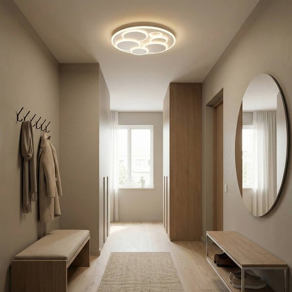 FISCHER & HONSEL Lampa sufitowa LED Dots, możliwość ściemniania, biały / opal, salon / jadalnia, metal, nowoczesny