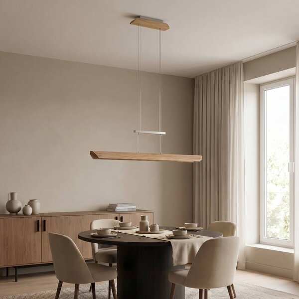 Elobra Lampa wisząca Colombia, możliwość ściemniania, jasne drewno, salon / jadalnia, drewno, nowoczesny
