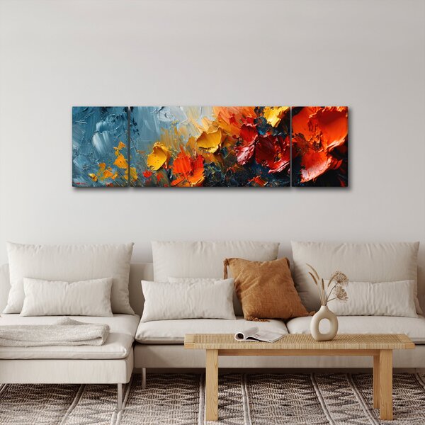Obraz - Abstrakcyjny obraz kwiatów III. (170x50 cm)