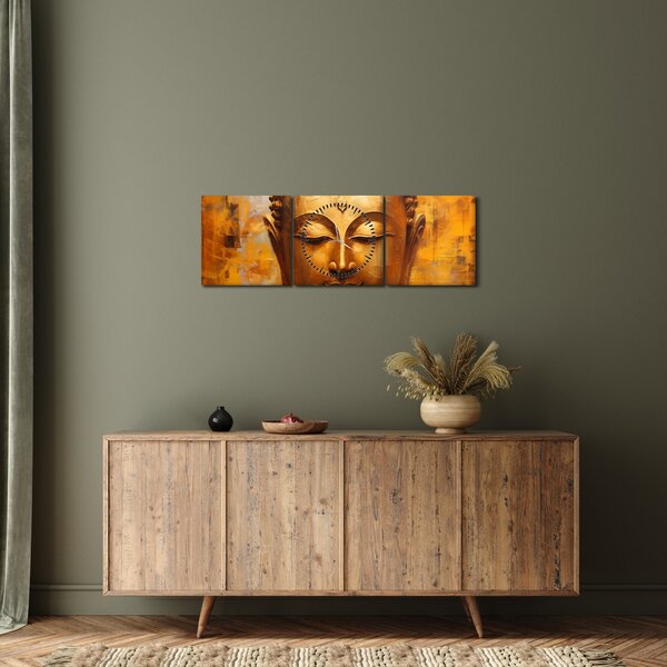 Obraz - Budda, obraz olejny (z zegarem) (90x30 cm)