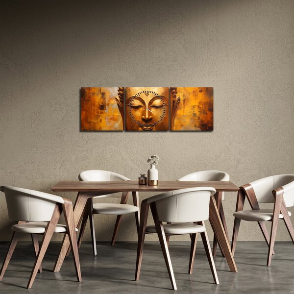 Obraz - Budda, obraz olejny (z zegarem) (90x30 cm)