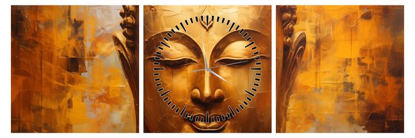 Obraz - Budda, obraz olejny (z zegarem) (90x30 cm)
