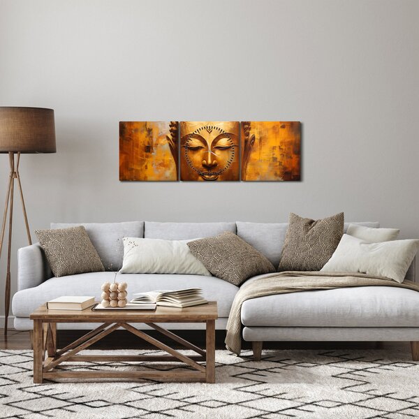 Obraz - Budda, obraz olejny (z zegarem) (90x30 cm)