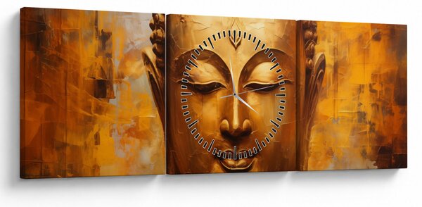 Obraz - Budda, obraz olejny (z zegarem) (90x30 cm)
