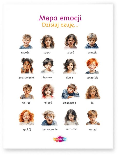 Plakat: Mapa Emocji (30x40cm) Pomóż dziecku nazwać to, co czuje!