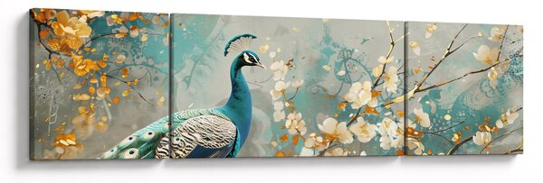Obraz - Paw ze złotą dekoracją (170x50 cm)