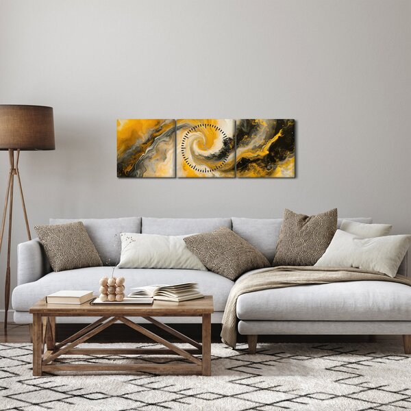 Obraz - Abstrakcja spiralna (z zegarem) (90x30 cm)