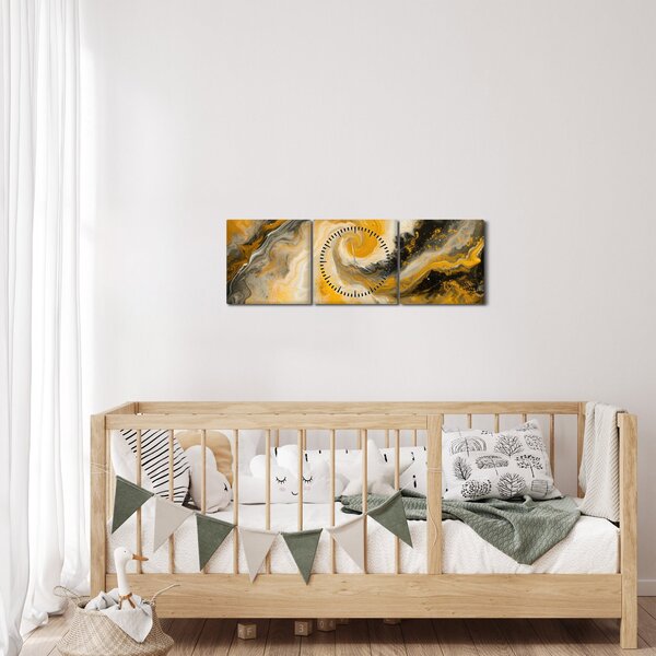 Obraz - Abstrakcja spiralna (z zegarem) (90x30 cm)