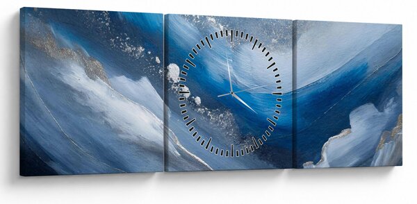 Obraz - Abstrakcja oceanu (z zegarem) (90x30 cm)