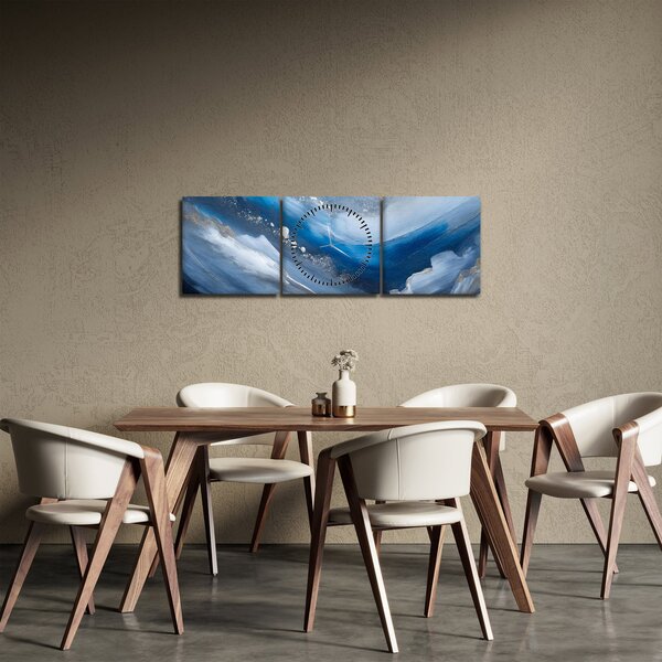 Obraz - Abstrakcja oceanu (z zegarem) (90x30 cm)