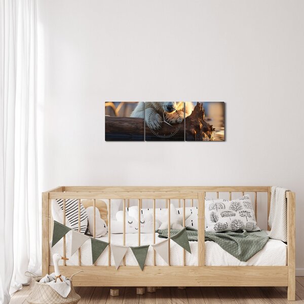 Obraz - Niedźwiedź polarny (z zegarem) (90x30 cm)
