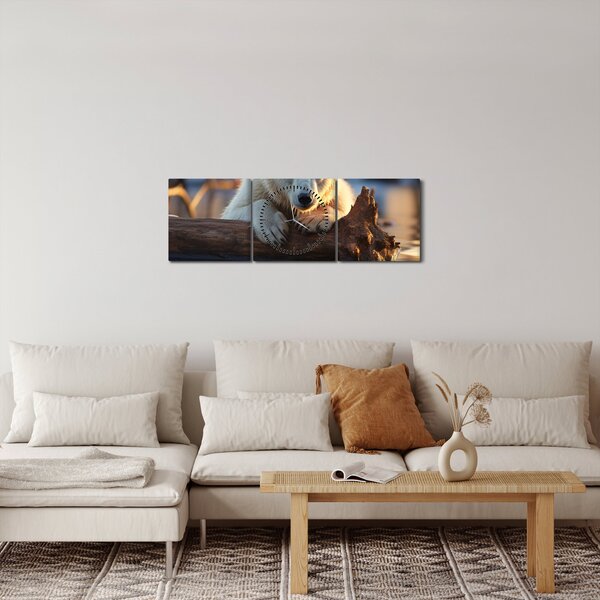 Obraz - Niedźwiedź polarny (z zegarem) (90x30 cm)