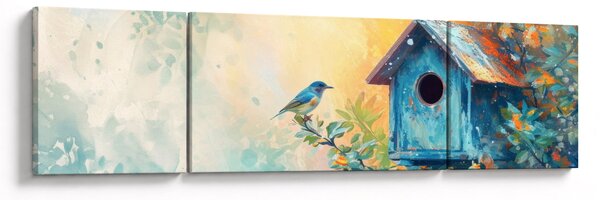 Obraz - Domek dla ptaków, akwarela (170x50 cm)