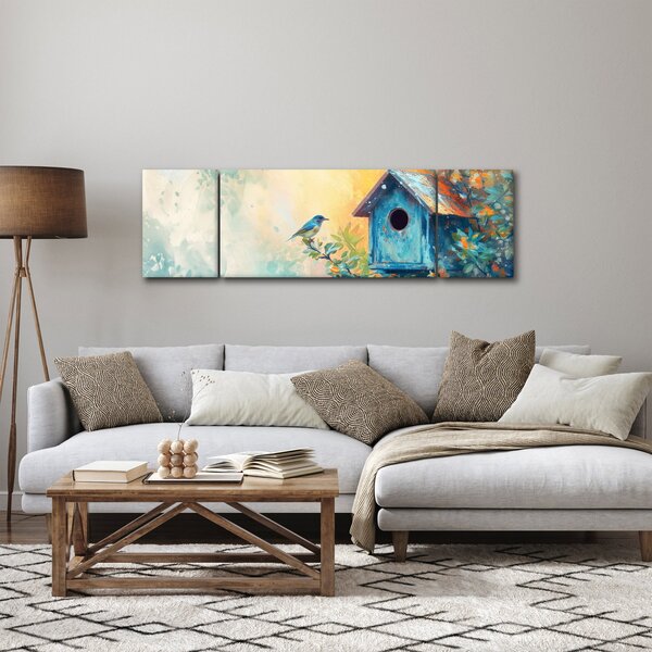 Obraz - Domek dla ptaków, akwarela (170x50 cm)