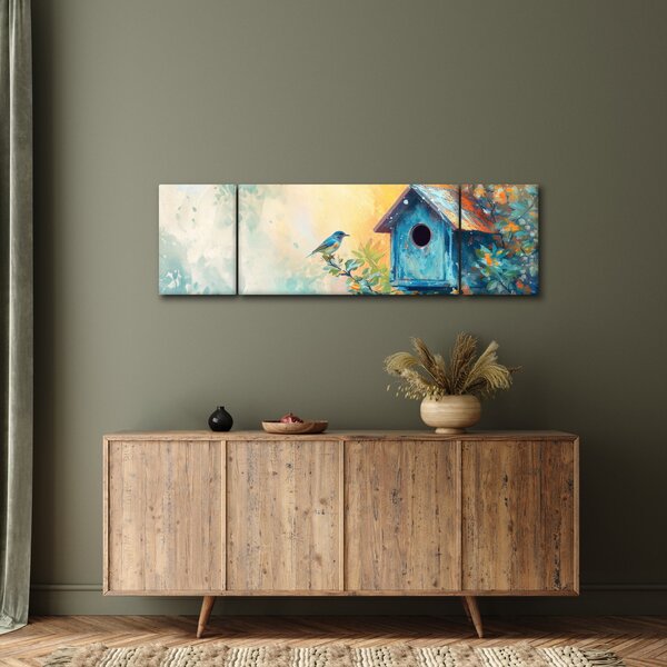 Obraz - Domek dla ptaków, akwarela (170x50 cm)