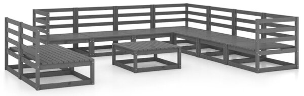 Zestaw Mebli Ogrodowych Komplet Wypoczynkowy 10-Częściowy Czarny Drewno Na Taras Balkon Ogród