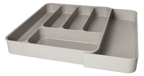 Szary regulowany plastikowy organizer na sztućce do szuflady 39 x 43,5 cm – Brandani