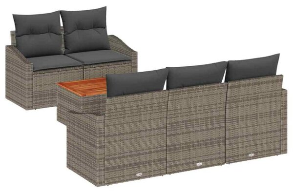 Zestaw Mebli Ogrodowych Komplet Wypoczynkowy Z Poduszkami 6-Częściowy Szary Rattan Na Taras Balkon Ogród