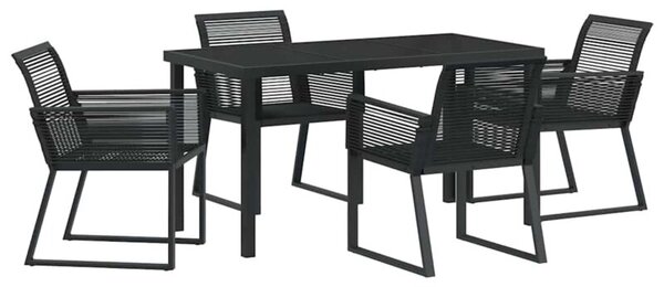 Zestaw Mebli Ogrodowych Komplet Jadalniany 5-Częściowy Czarny Metal Na Taras Balkon Ogród