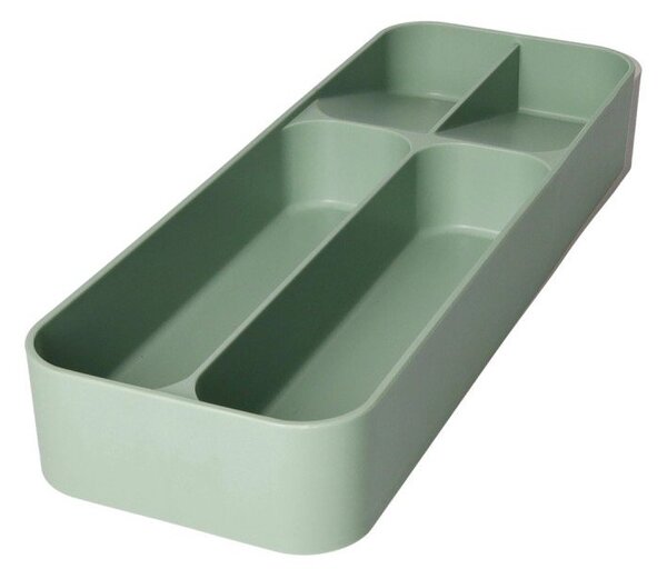 Szałwiowy plastikowy organizer na sztućce do szuflady 13,5 x 39 cm – Brandani