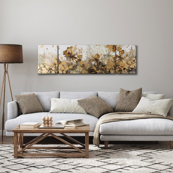Obraz - Abstrakcyjny kwiatowy obraz (170x50 cm)