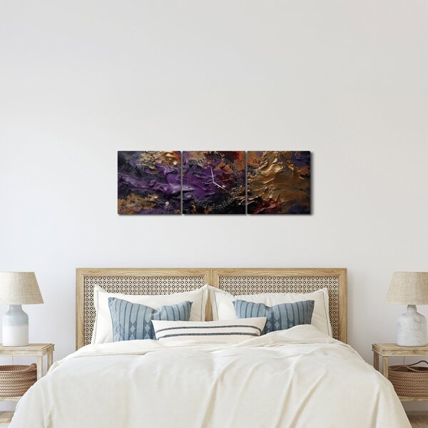 Obraz - Teksturowana abstrakcja (z zegarem) (90x30 cm)