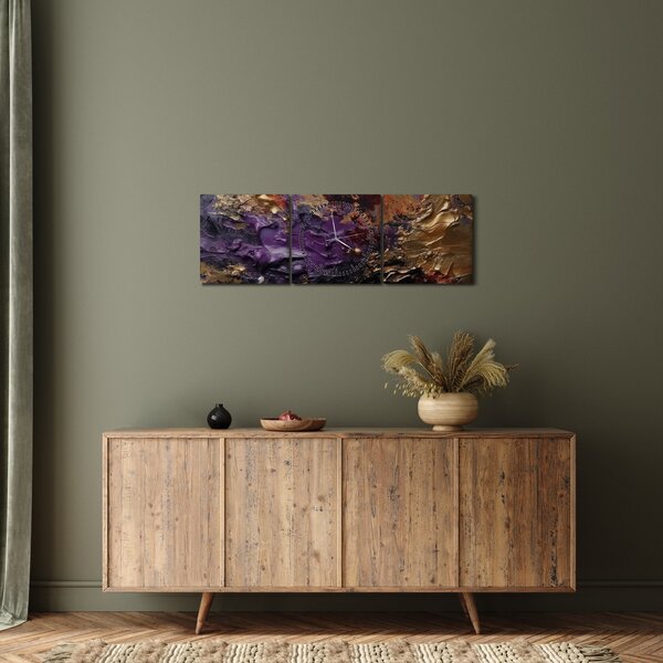 Obraz - Teksturowana abstrakcja (z zegarem) (90x30 cm)