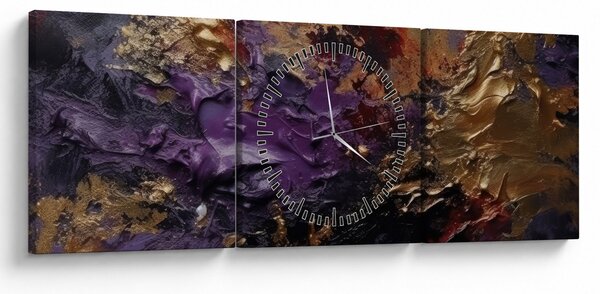 Obraz - Teksturowana abstrakcja (z zegarem) (90x30 cm)