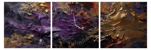 Obraz - Teksturowana abstrakcja (z zegarem) (90x30 cm)