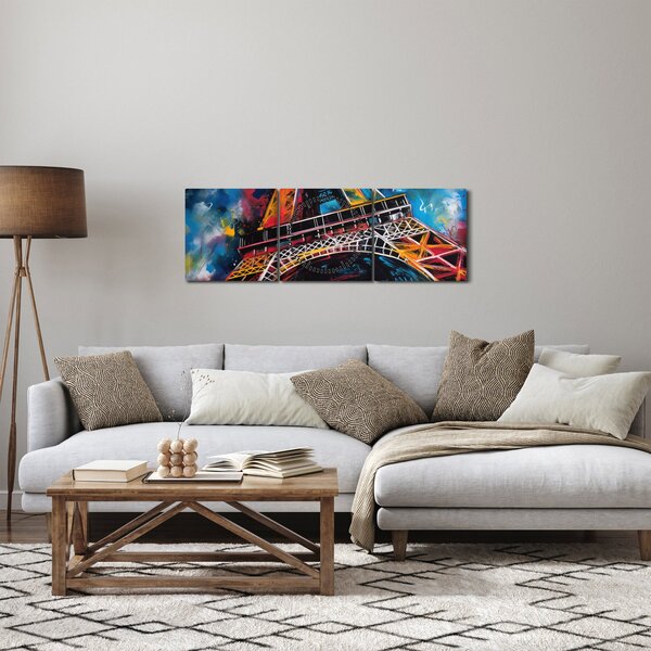 Obraz - Obraz wieży Eiffla II. (z zegarem) (90x30 cm)