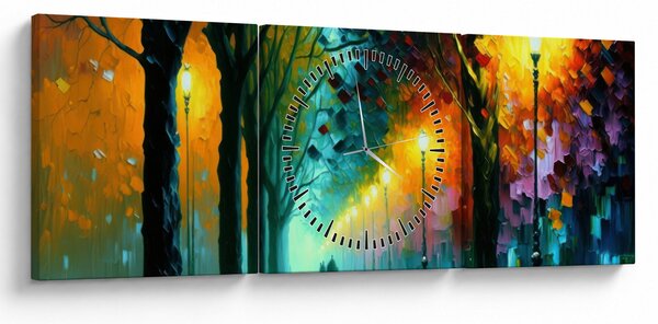 Obraz - Nocny spacer (z zegarem) (90x30 cm)
