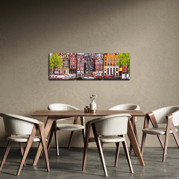 Obraz - Amsterdam, domy tańca (z zegarem) (90x30 cm)