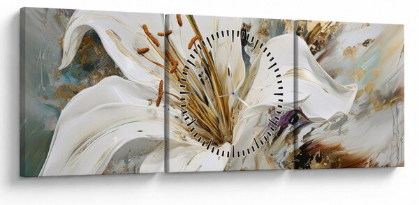 Obraz - Abstrakcja z lilią (z zegarem) (90x30 cm)