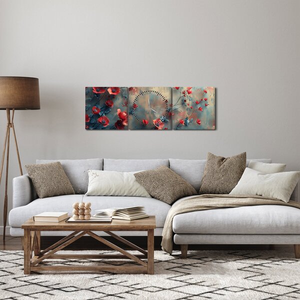 Obraz - Wilcze maki (z zegarem) (90x30 cm)