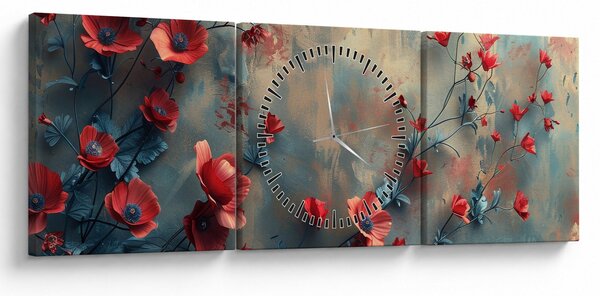 Obraz - Wilcze maki (z zegarem) (90x30 cm)