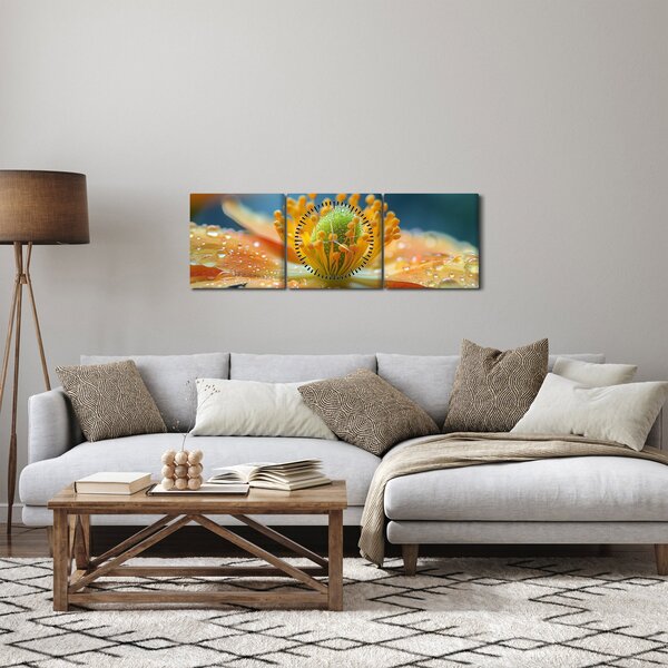 Obraz - Szczegół kwiatu (z zegarem) (90x30 cm)