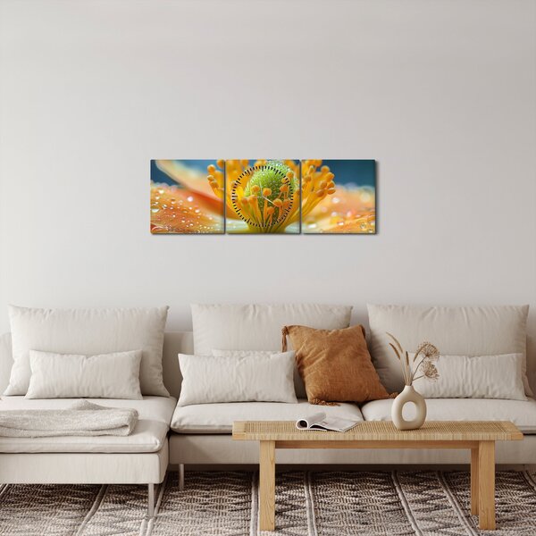 Obraz - Szczegół kwiatu (z zegarem) (90x30 cm)