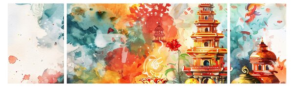 Obraz - Ilustracja akwarelowa (170x50 cm)